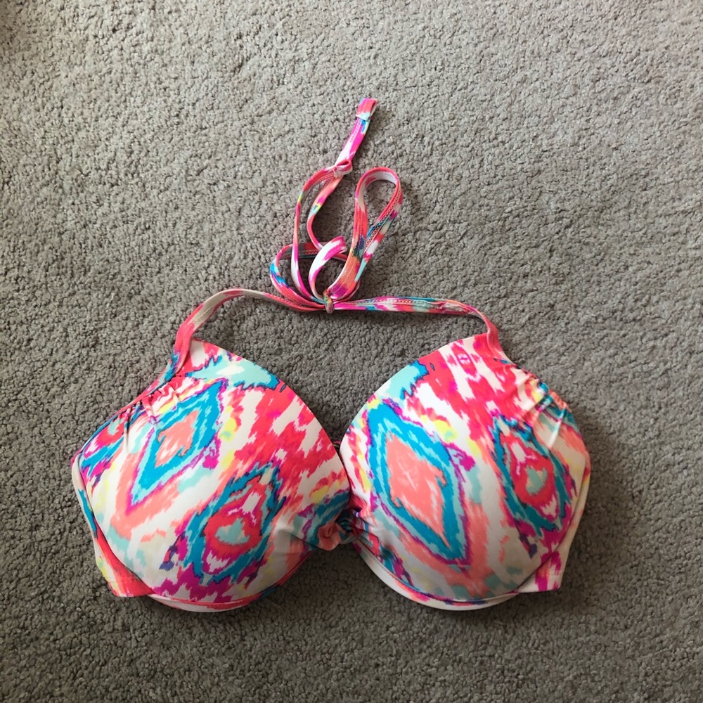 Xhilaration White Print Halter Bikini Top